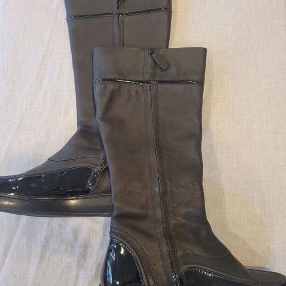 Cole Haan NikeAir Leather & Patent Leather Boots - Picture 1 of 12